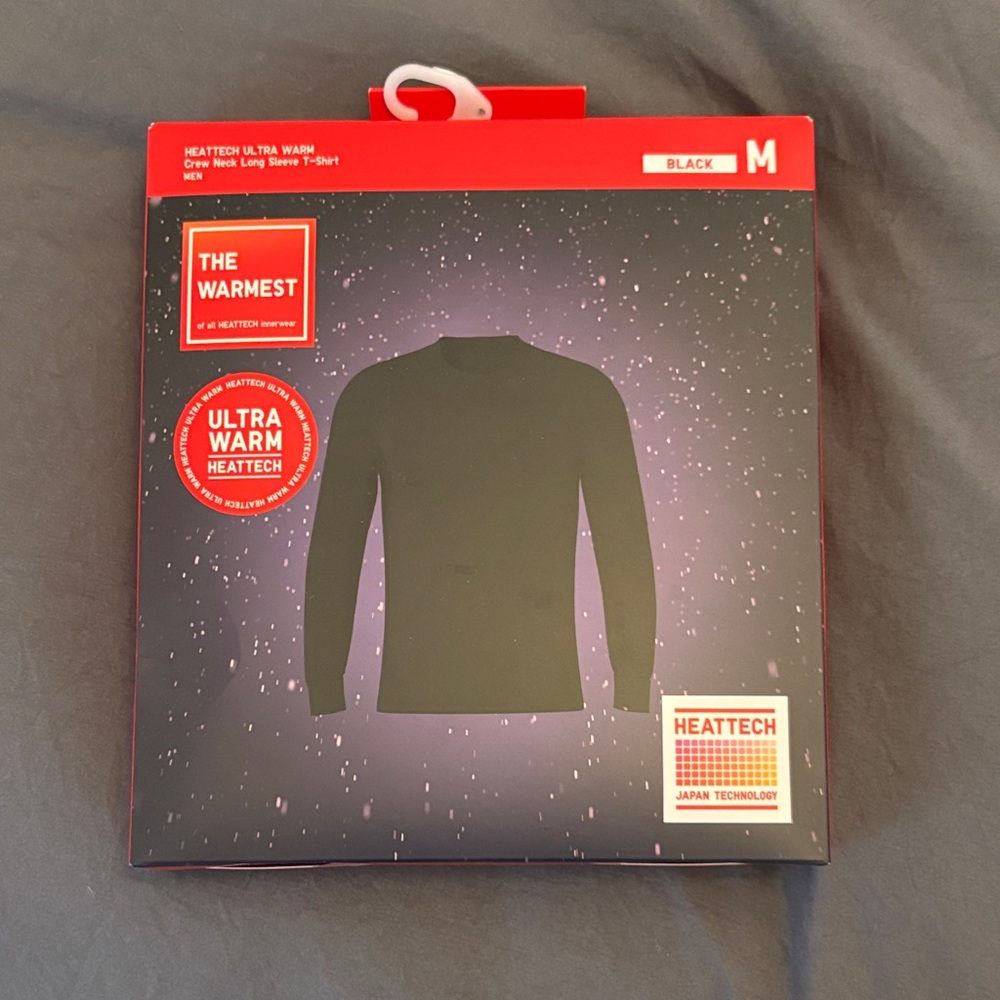 Black Uniqlo HEATTECH Ultra Warm Crew Neck Long Sleeve T-Shirt M